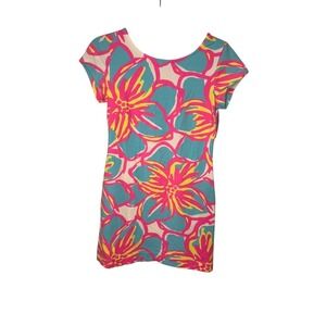 Mahi‎ Gold Floral Print Dress, Pink Yellow Blue, Beach Resort Wear, XS NWT